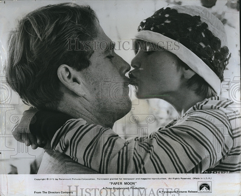 1973 Press Photo Ryan O&#39;Neal, Daughter Tatum O&#39;Neal in &quot;Paper Moon&quot; - Historic Images