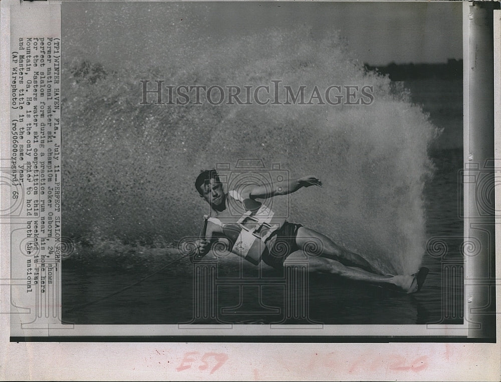 1968 Press Photo Water Skiing Champion Joker Osborn - Historic Images