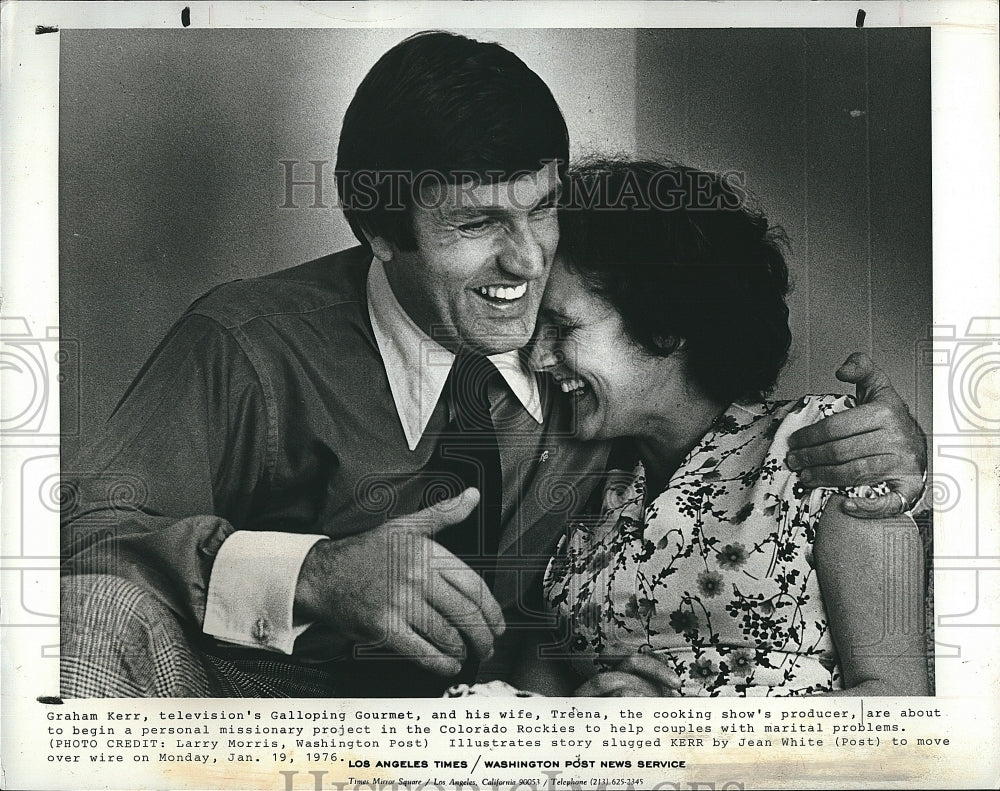 1976 Press Photo Graham Kerr with Wife Treena, &quot;Galloping Gourmet&quot; - Historic Images