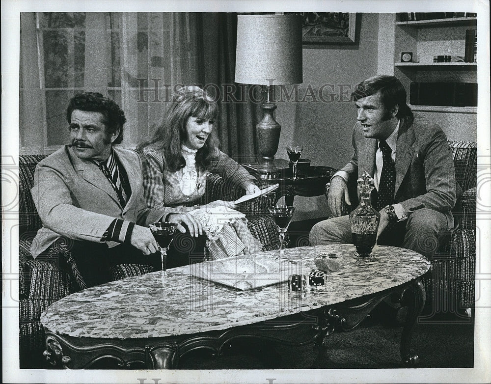 1971 Press Photo Graham Kerr, Anne Meara, Jerry Stiller, &quot;Galloping Gourment&quot; - Historic Images