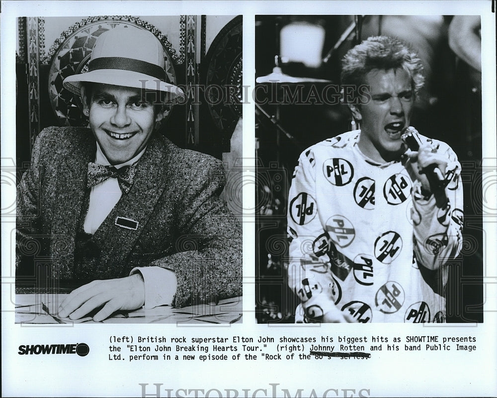 Press Photo Rock Singers Elton John & Johnny Rotten - Historic Images