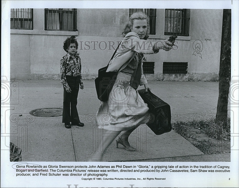 1980 Press Photo Gena Rowlands & John Adames stars in "Gloria" - Historic Images