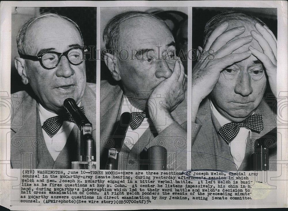 1954 Press Photo Army Counsel Joseph Welch at the McCarthy-Army trial - Historic Images