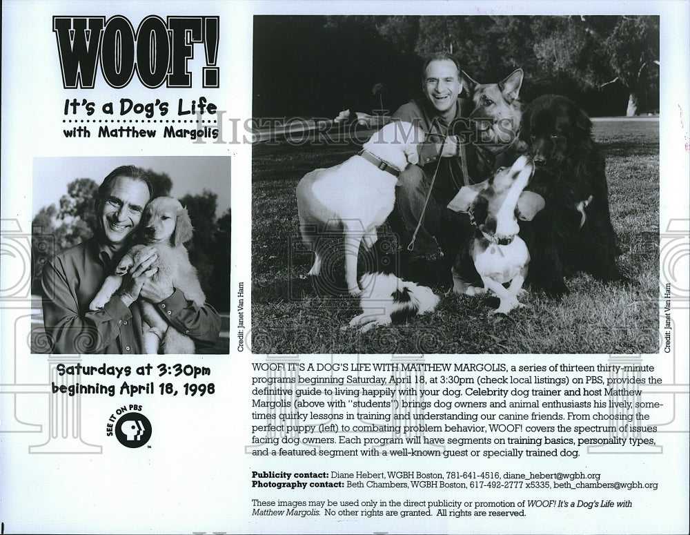 1998 Press Photo Matthew Margolis host of the TV series 'Woof It's a Dog's Life" - Historic Images