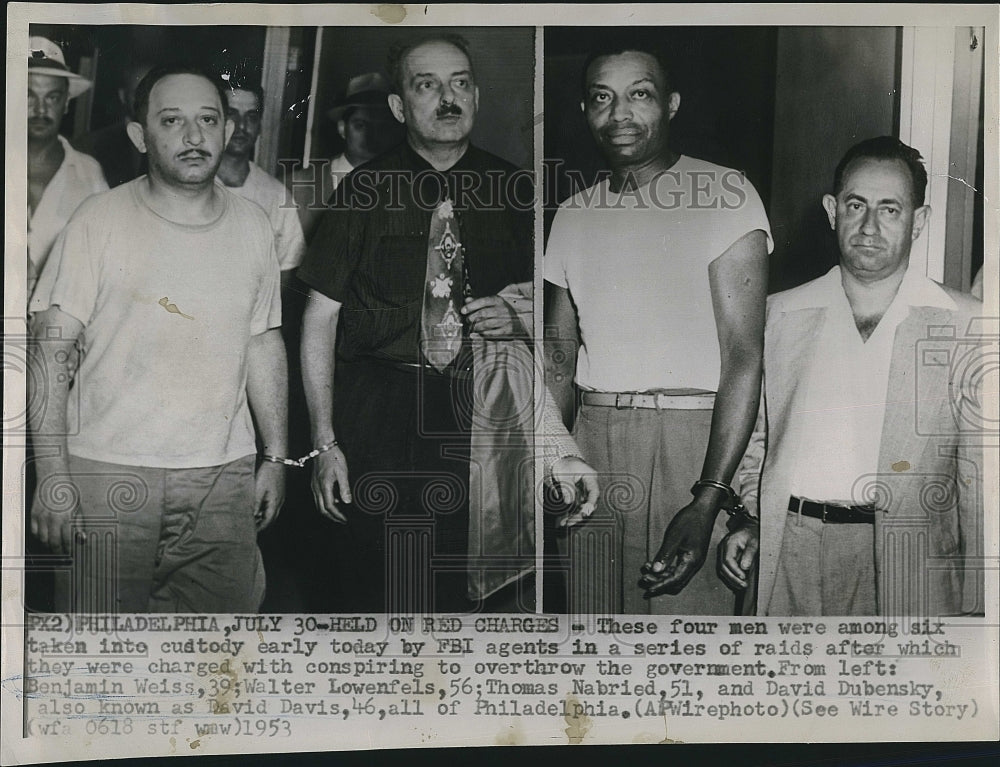 1953 Press Photo Benjamin Weiss Walter Lowenfels, Tomas Nabried &amp; David Dabensky - Historic Images