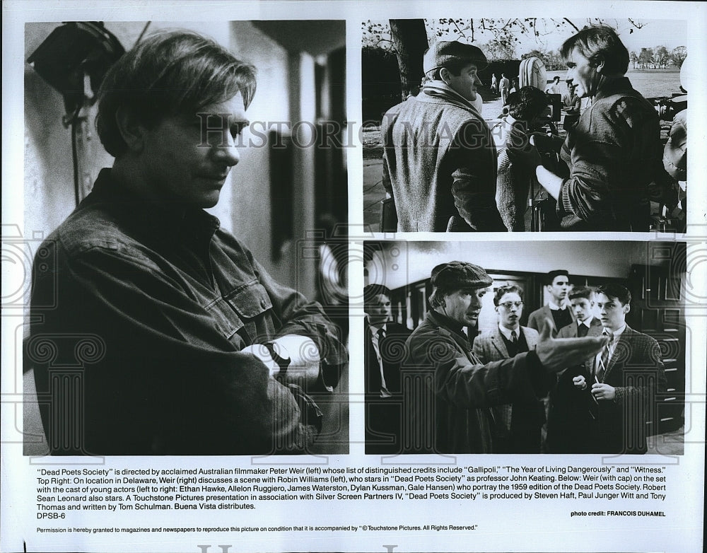 1998 Press Photo Peter Weir on the set of the movie &quot;Dead Poets Society&quot; - Historic Images