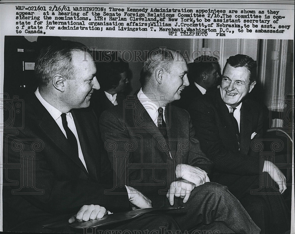 1961 Press Photo Kennedy Administration Appointees Harlan Cleavland William - Historic Images