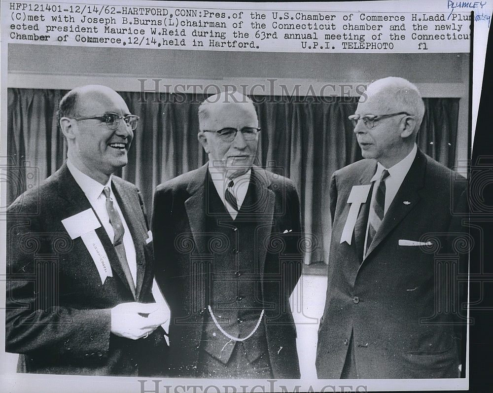 1962 Press Photo US Chamber Commerce H. Hadd Joseph B. Burns - Historic Images