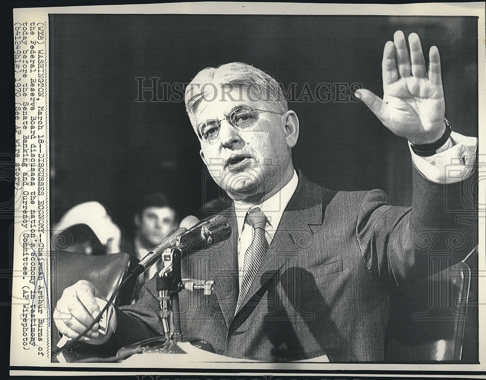 1970 Press Photo Federal Reserve Chairman, Arthur F Burns - Historic Images