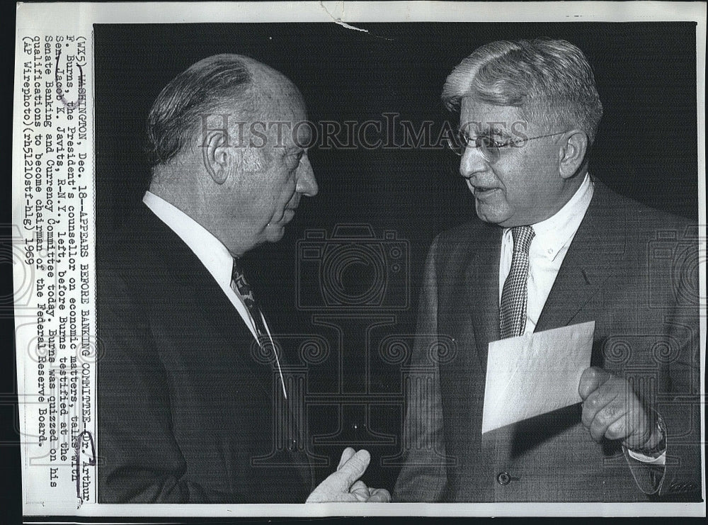 1969 Press Photo  Dr Arthur Burns &amp; DSenator  jacob Javits R-NY - Historic Images