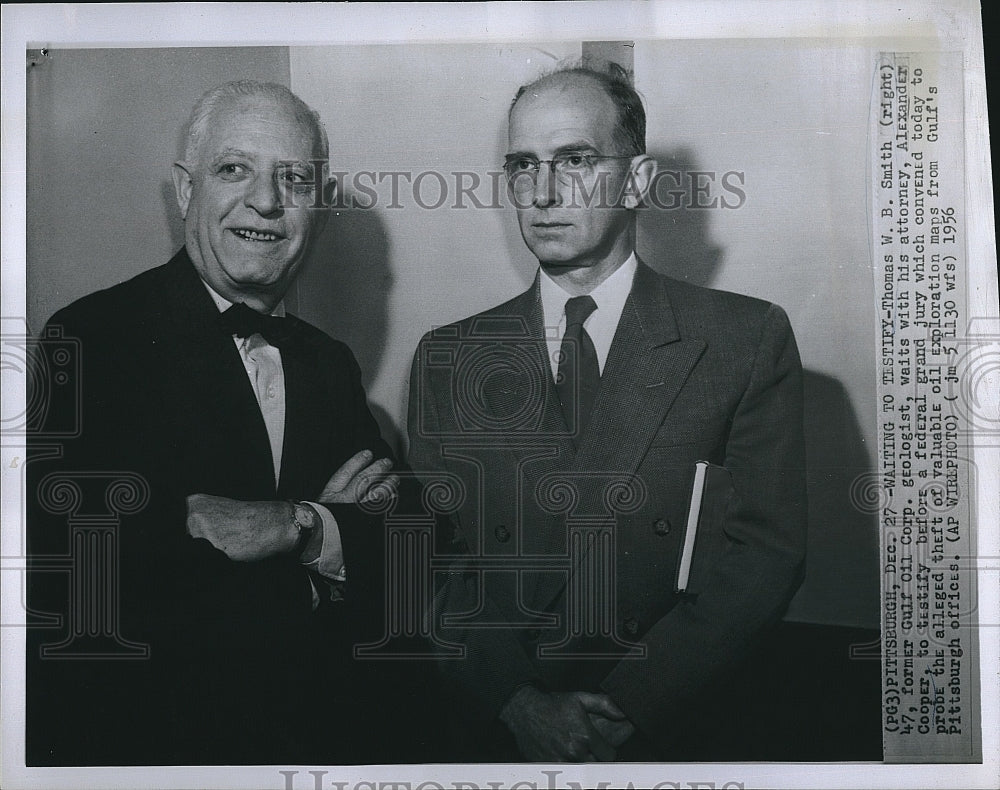 1956 Press Photo Thomas WB Smith To Testify To Grand Jury On Missing Maps - Historic Images