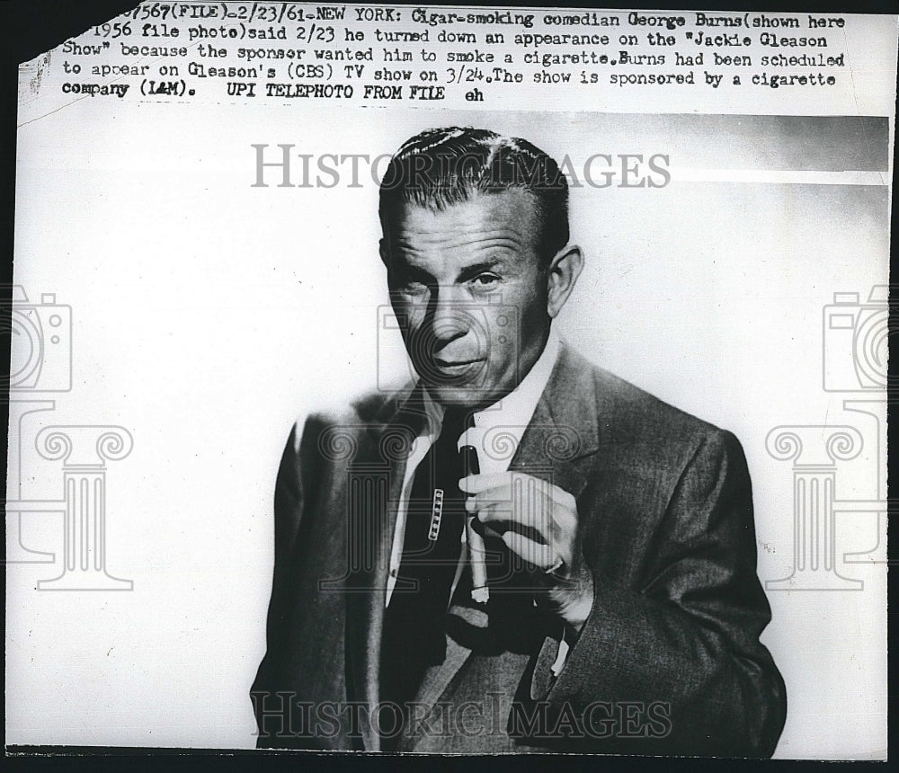 1961 Press Photo Actor/comedian George Burns to perform - Historic Images