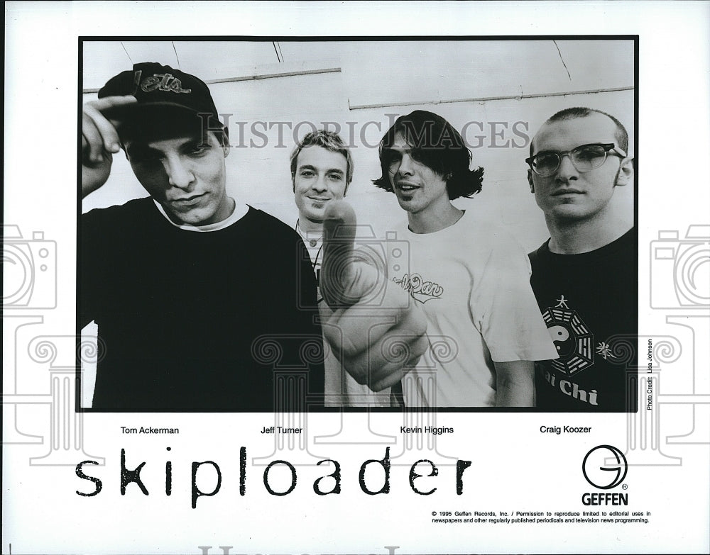 1995 Press Photo Band &quot;Skiploader&quot; ackerman,Turner,Higgins,Koozer on Geffen - Historic Images