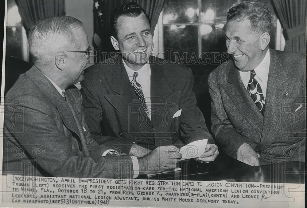 1948 Press Photo President Truman at National American Legion Conference - Historic Images