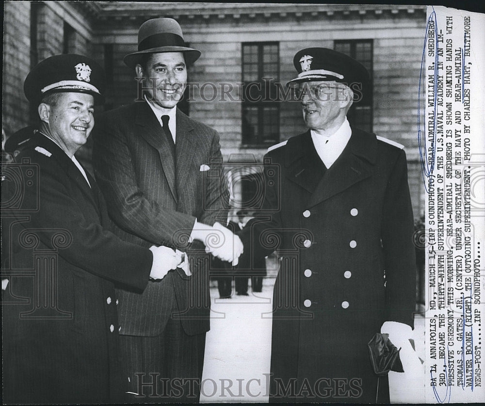 1956 Press Photo Rear Admiral William Smedberg Superintendent US Naval Academy - Historic Images