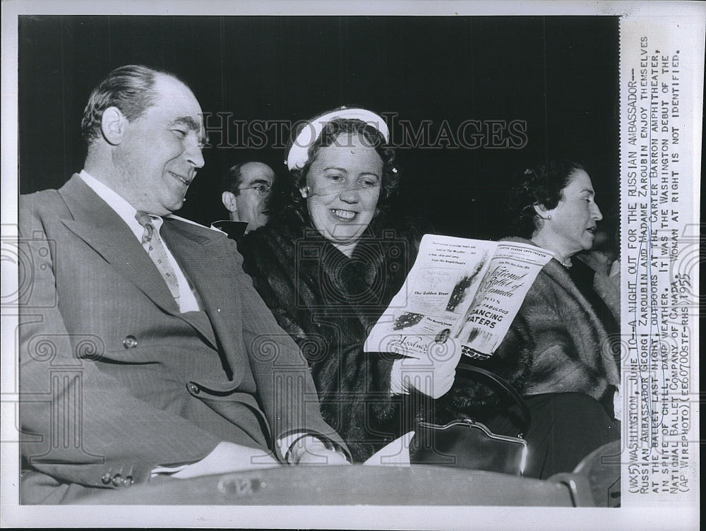 1955 Press Photo Russian Ambassador Georgi Zarubin and Madame Zarubin - Historic Images