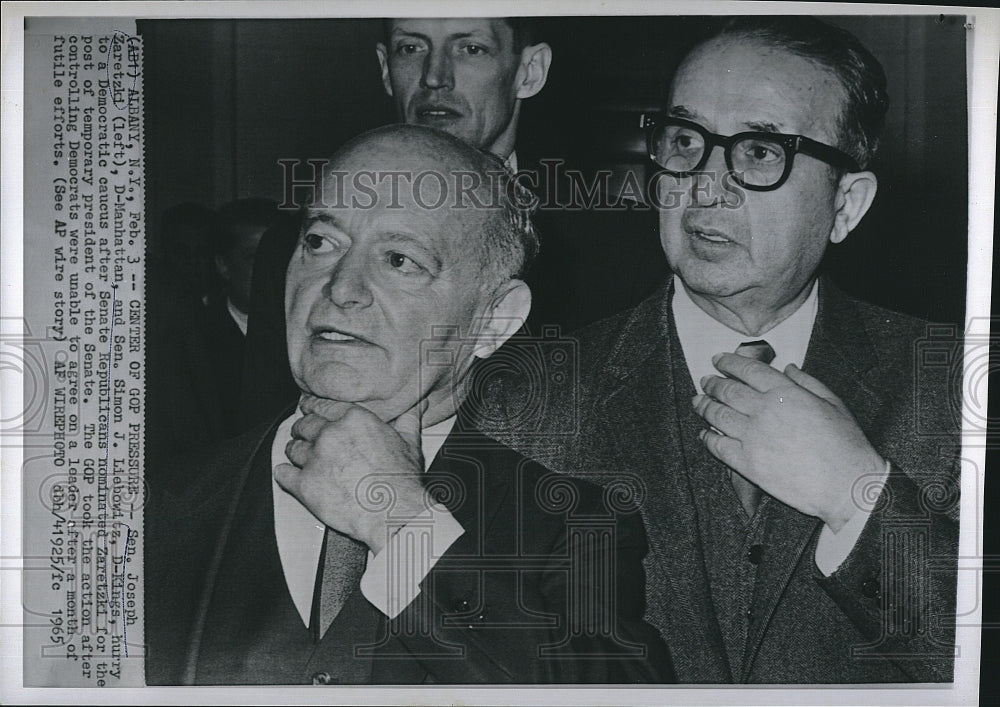 1965 Press Photo Senator Joseph Zaretzki, New York, Simon J. Liebowitz - Historic Images