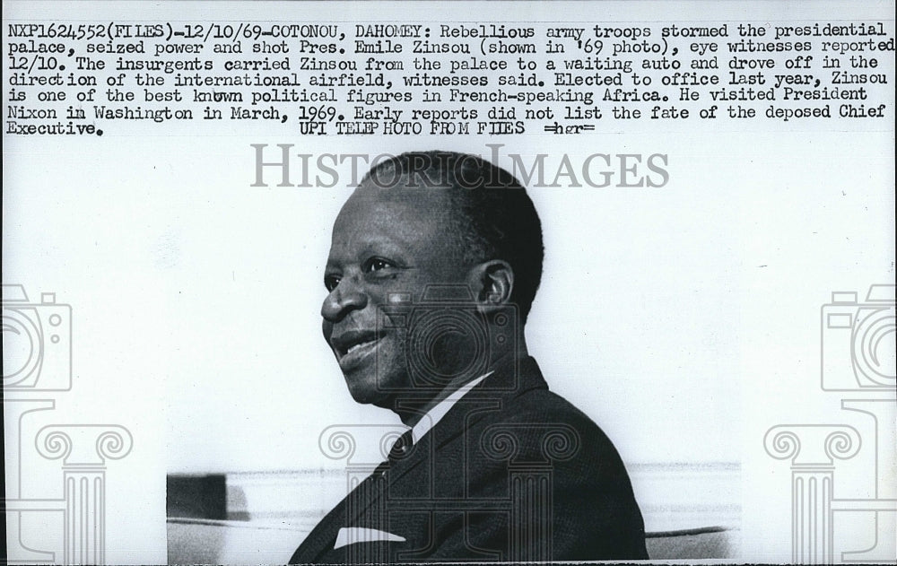 1969 Press Photo Emile Zinsou, President Of Dahomey, French Senator, Benin - Historic Images