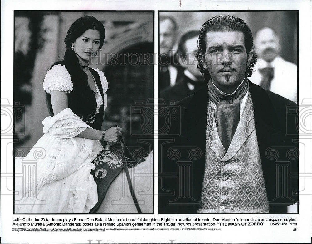 1999 Press Photo "The Mask of Zorro" Antonio Banderas, Catherine Zeta Jones - Historic Images