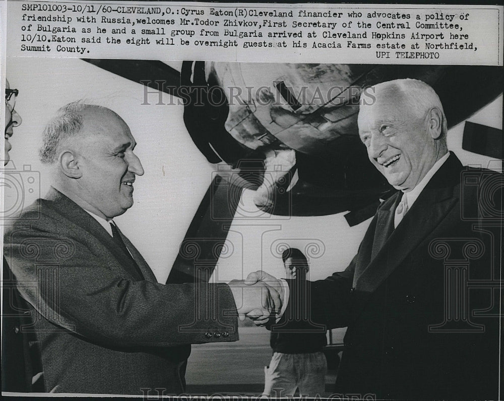 1960 Press Photo Cyrus Eaton &amp; Todor Zhivkov of Bulgaria - Historic Images