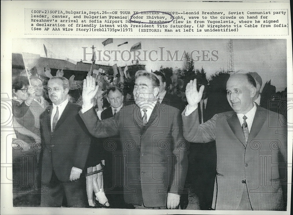 1971 Press Photo Russian  Leonid Brezhnev,Bulgarian Todor Zhivkov - Historic Images