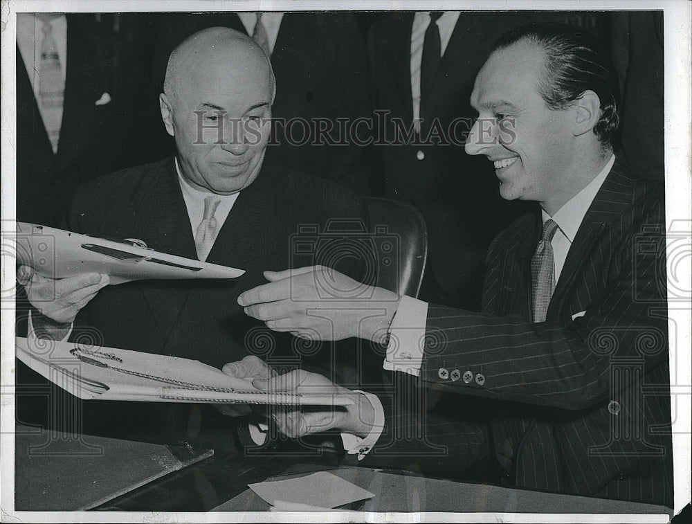 1957 Press Photo Marshal PF Zhigaryev &amp; WD Ormsby Gore - Historic Images