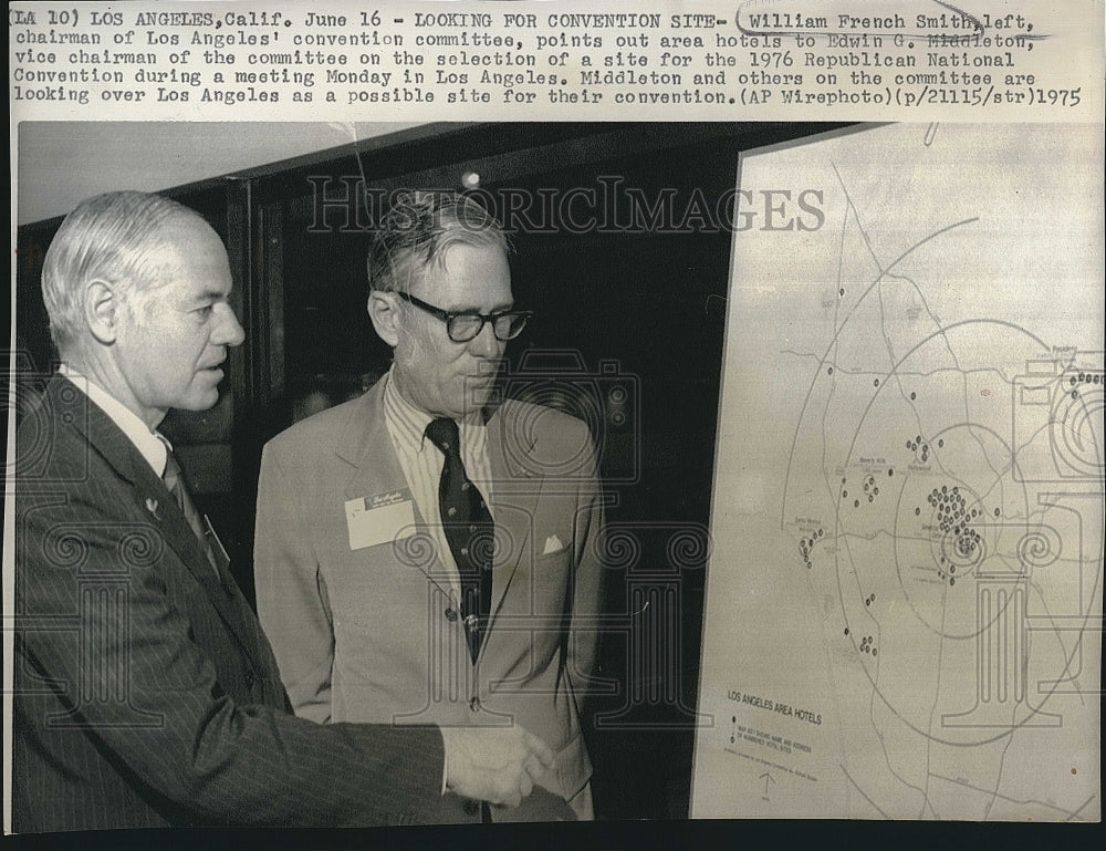 1975 Press Photo William French Smith &amp; Edwin Middleton - Historic Images