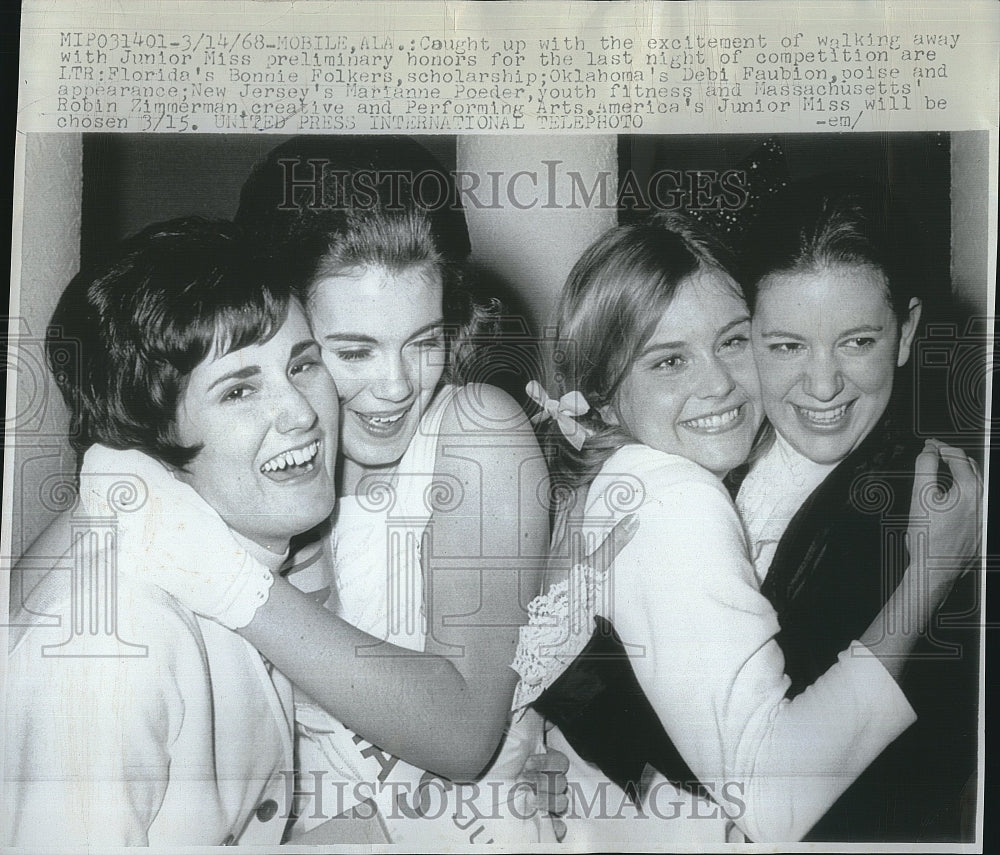 1968 Press Photo " Jr Miss' B Folkers, D Faubion,M Poeder,R Zimmerman - Historic Images