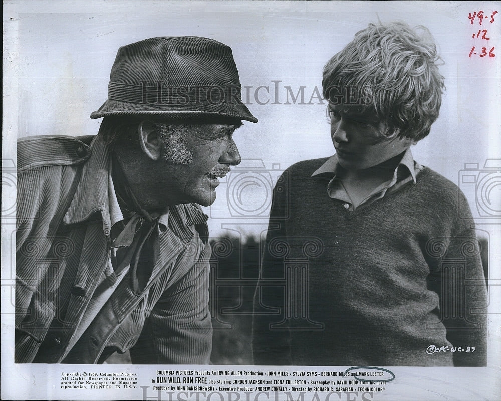 1969 Press Photo Mark Lester, John Mills, &quot;Run Wild, Run Free&quot; - Historic Images