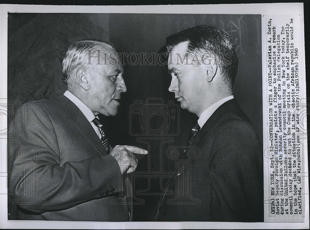 1960 Press Photo USSR&#39;s Valerian A. Zorin and Poland&#39;s Bohdan Lewandowski - Historic Images