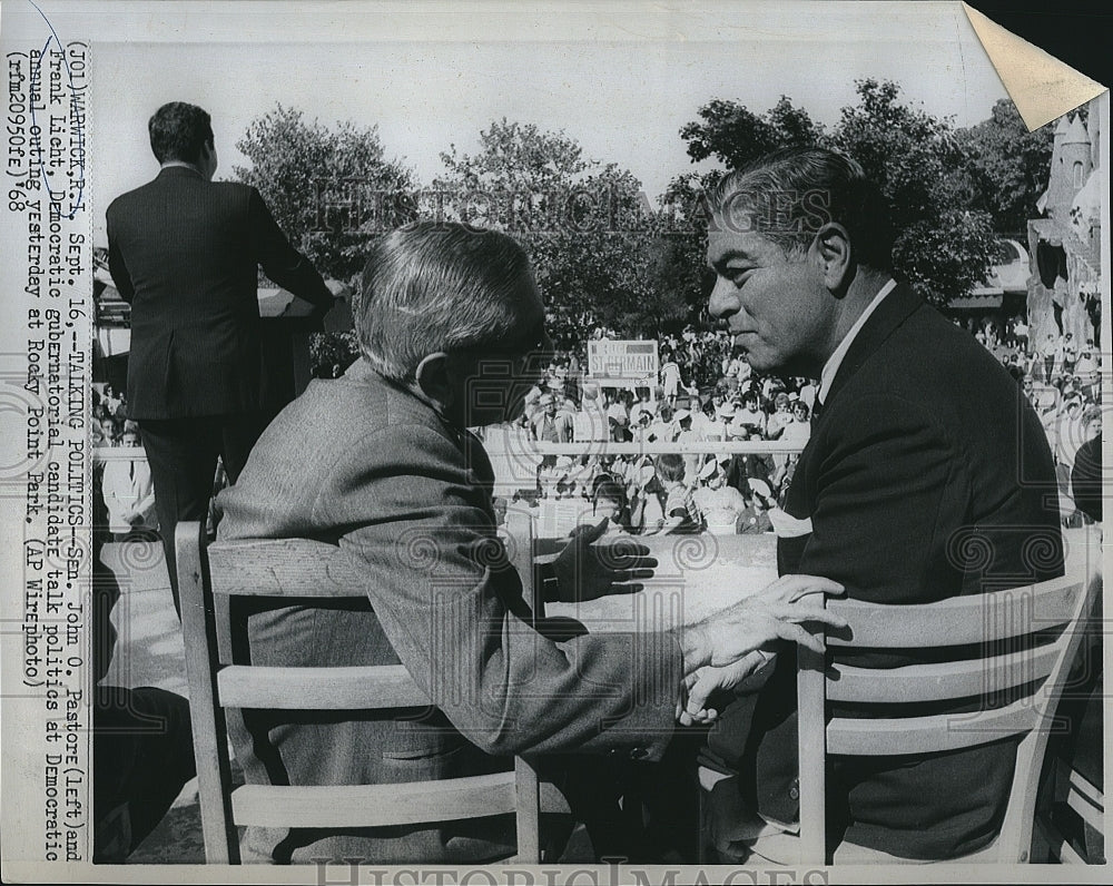 1968 Press Photo John Pastore and Frank Licht at Rocky Point Park - Historic Images