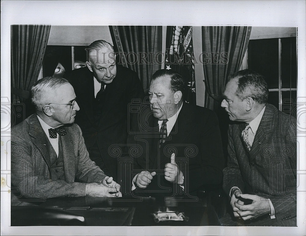 1950 Press Photo Pres. Truman, Byron Price, &amp; UN&#39;s Gen. Trygve Lie - Historic Images