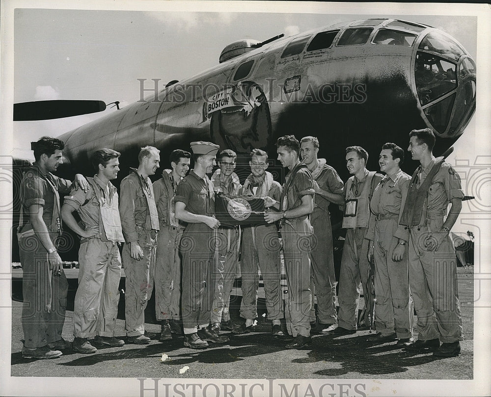 Press Photo Major O&#39;Neill plane flag of Boston - Historic Images