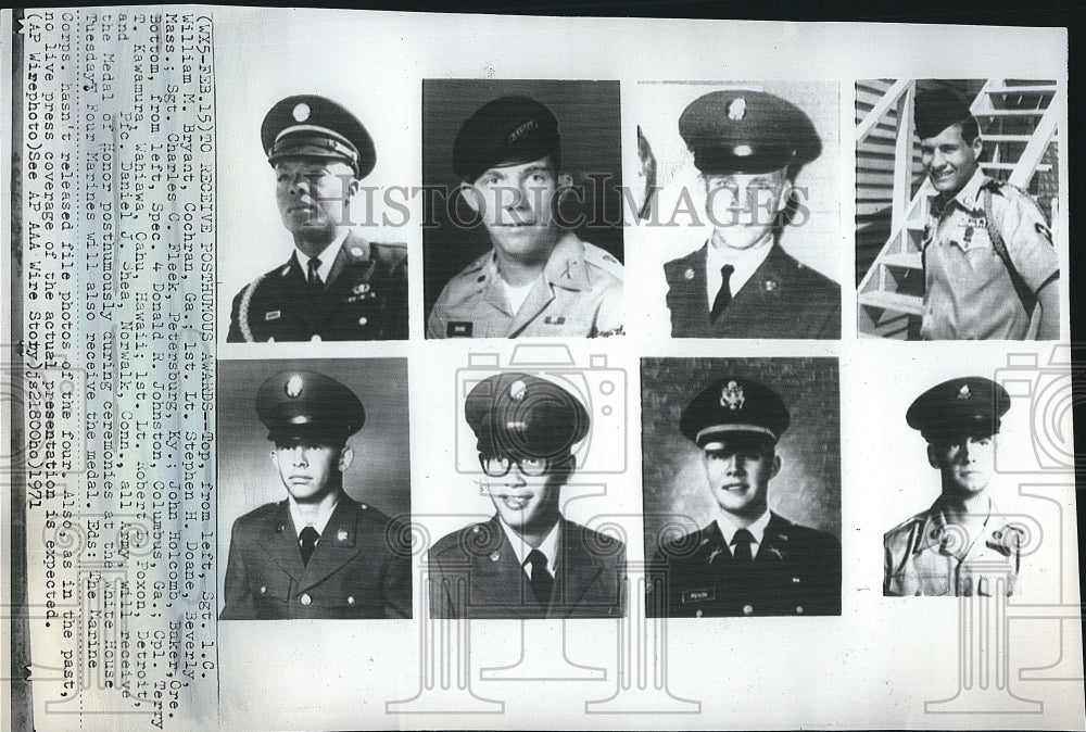 1971 Press Photo Posthumous police awards,Wm Bryant,S Doane,CO Fleek,J Holcomb, - Historic Images