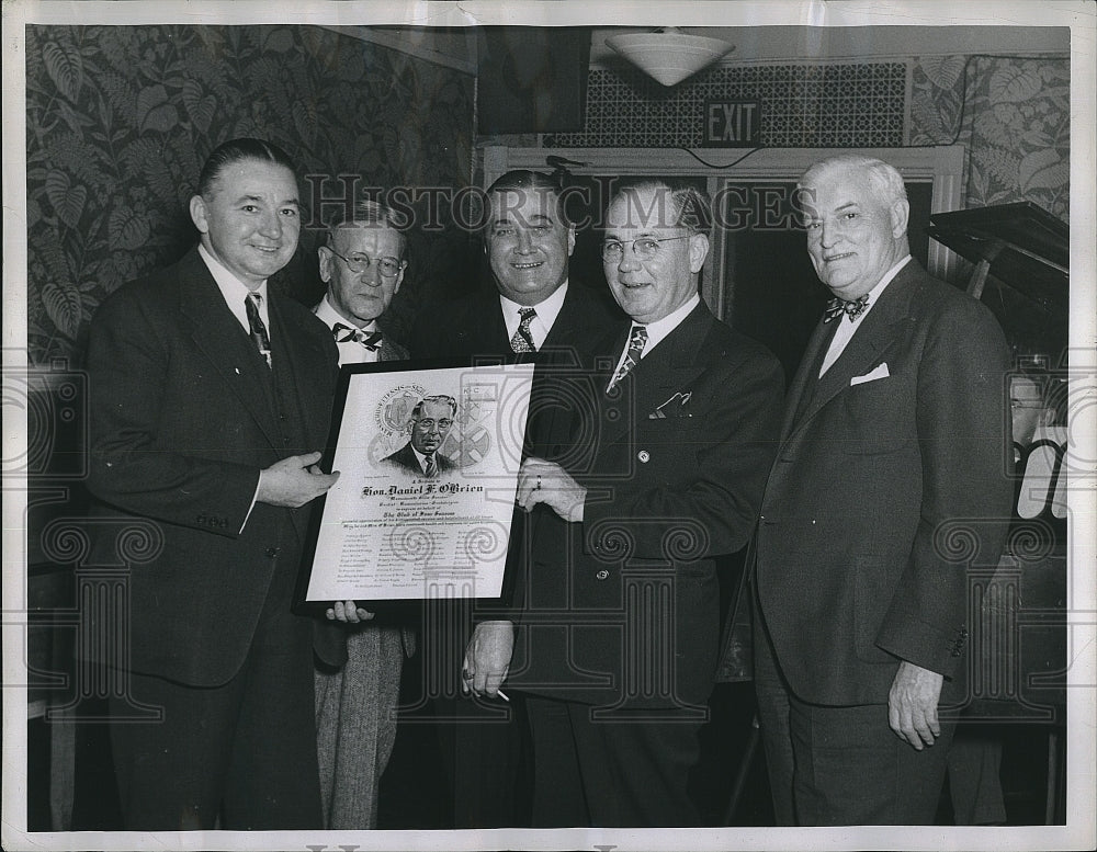 1949 Press Photo Mayor Michal Neville, Senator Dan O&#39;Brien, Gov Paul Dever - Historic Images