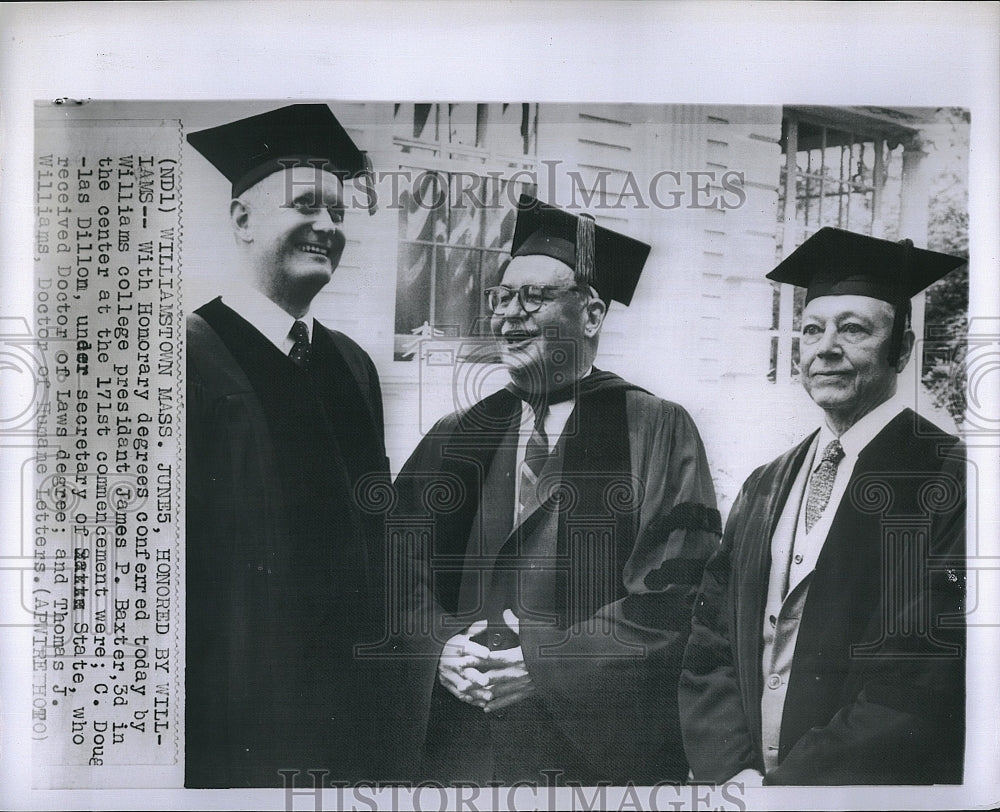 1960 Press Photo Williams College Pres. James Baxter, C. Douglas Dillon - Historic Images