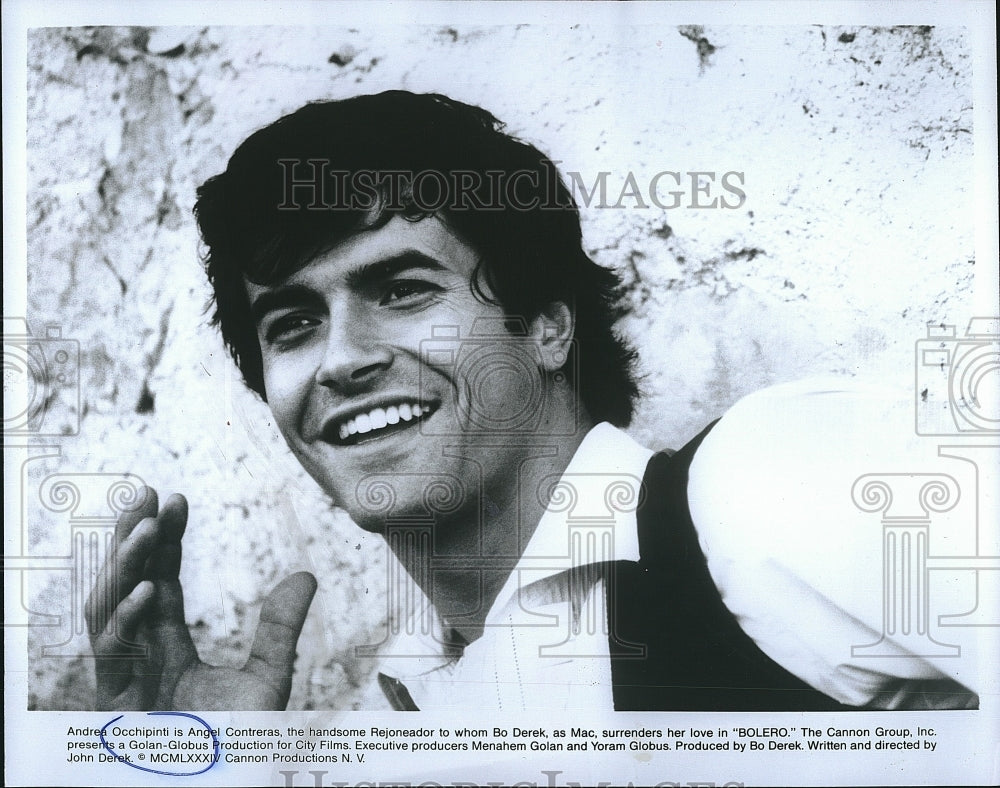 1984 Press Photo Italian Actor, Producer Andrea Occhipinti In Bolero - Historic Images