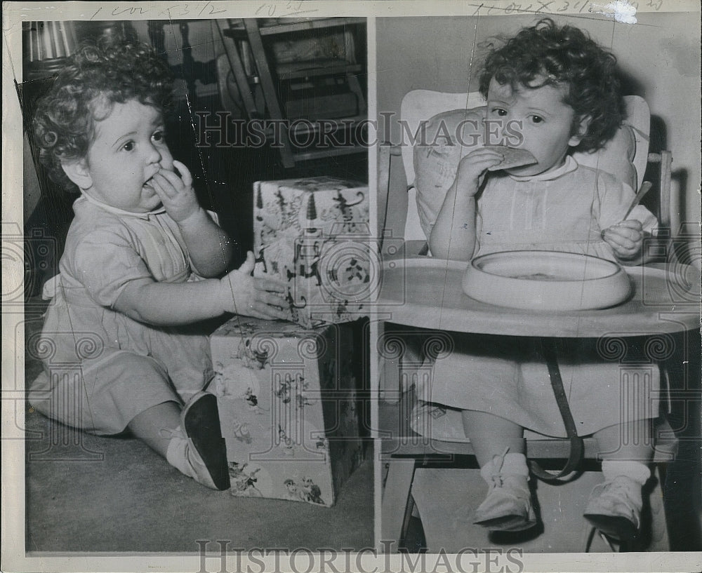 1944 Press Photo Carol Ann Berry Age 14 Months Charles Chaplin Father - Historic Images