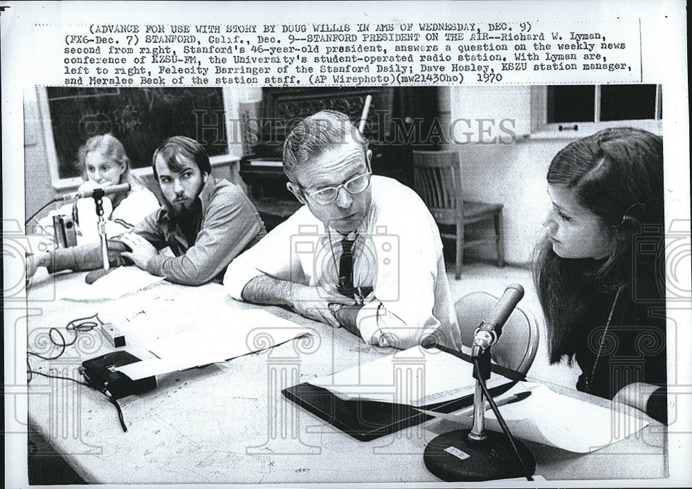 1970 Press Photo Richard Lyman, Stanford University Pres. &amp; Radio Personality - Historic Images