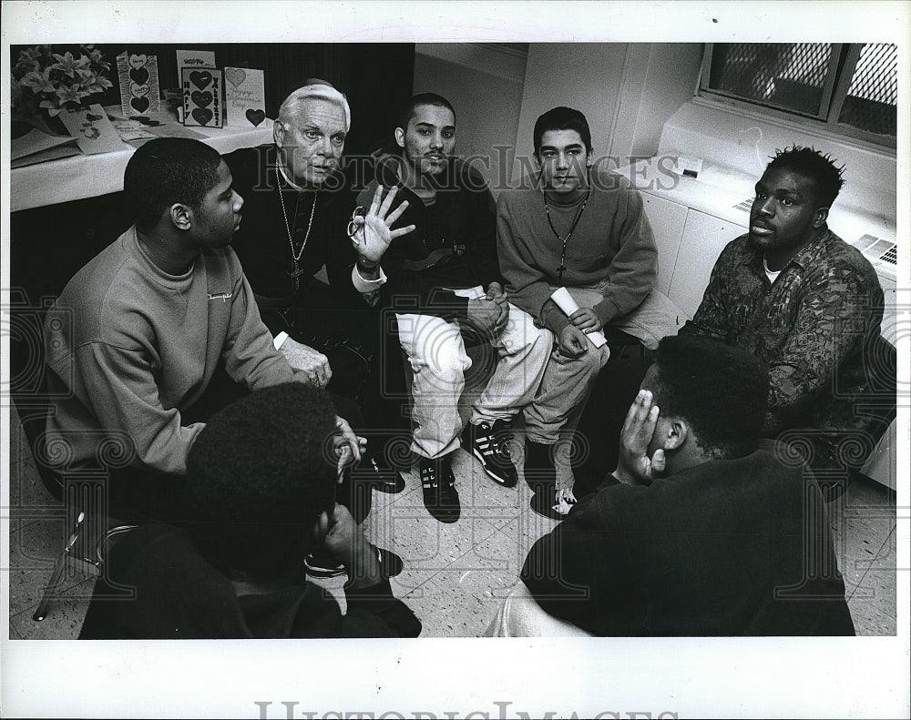 1993 Press Photo Cardinal Law, Department Of Youth Services, Connelly Center - Historic Images