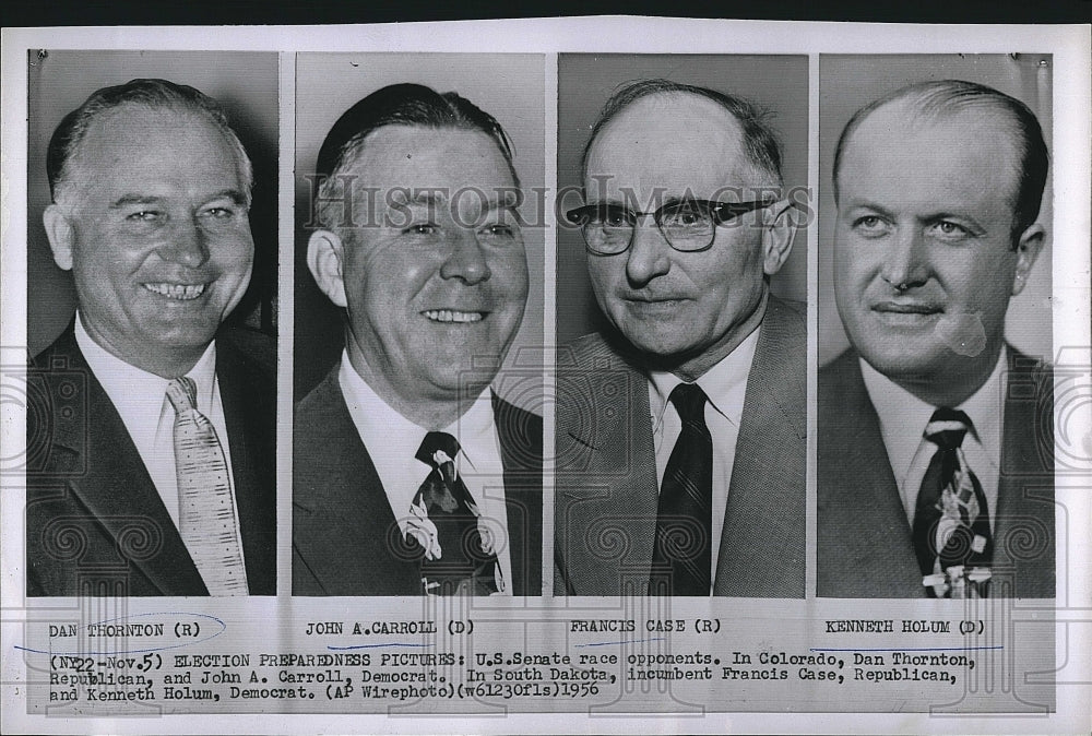 1956 Press Photo US Senate Race Opponents Dan Thornton,John Carroll,Francis Case - Historic Images