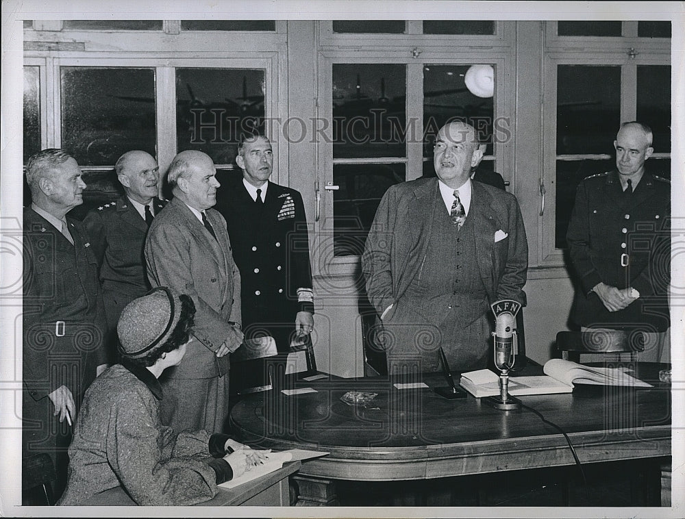 1949 Press Photo  Defense Secretary Louis Johnson in Frankfurt - Historic Images