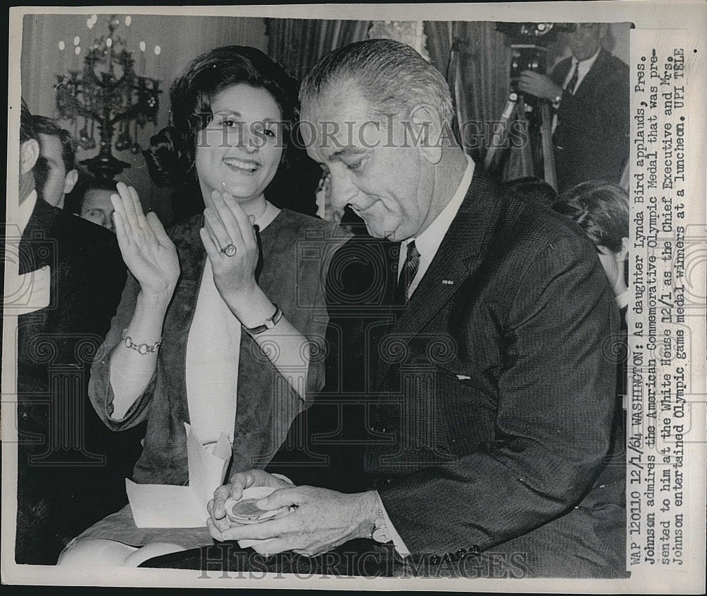 1964 Press Photo Lynda Bird Johnson Daughter of President Johnson Together - Historic Images