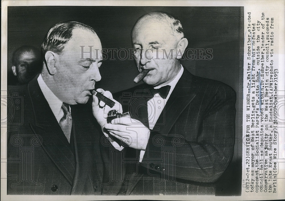 1953 Press Photo Dr Walter Schreiber Elected Mayor Of West Berlin - Historic Images