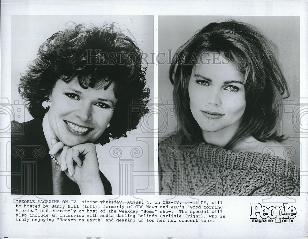 1980 Press Photo &quot;People Magazine on TV&quot; host S Hill &amp; singer Belinda Carlisle - Historic Images