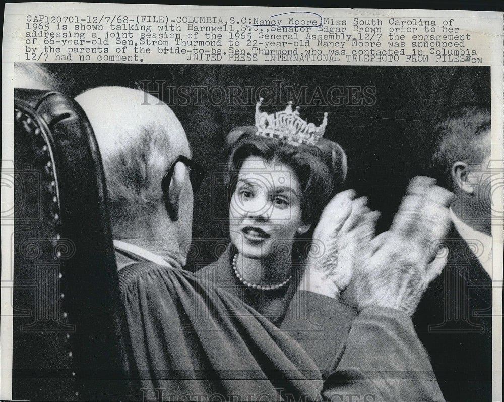 1968 Press Photo Nancy Moore &quot;Miss South Carolina&quot; - Historic Images