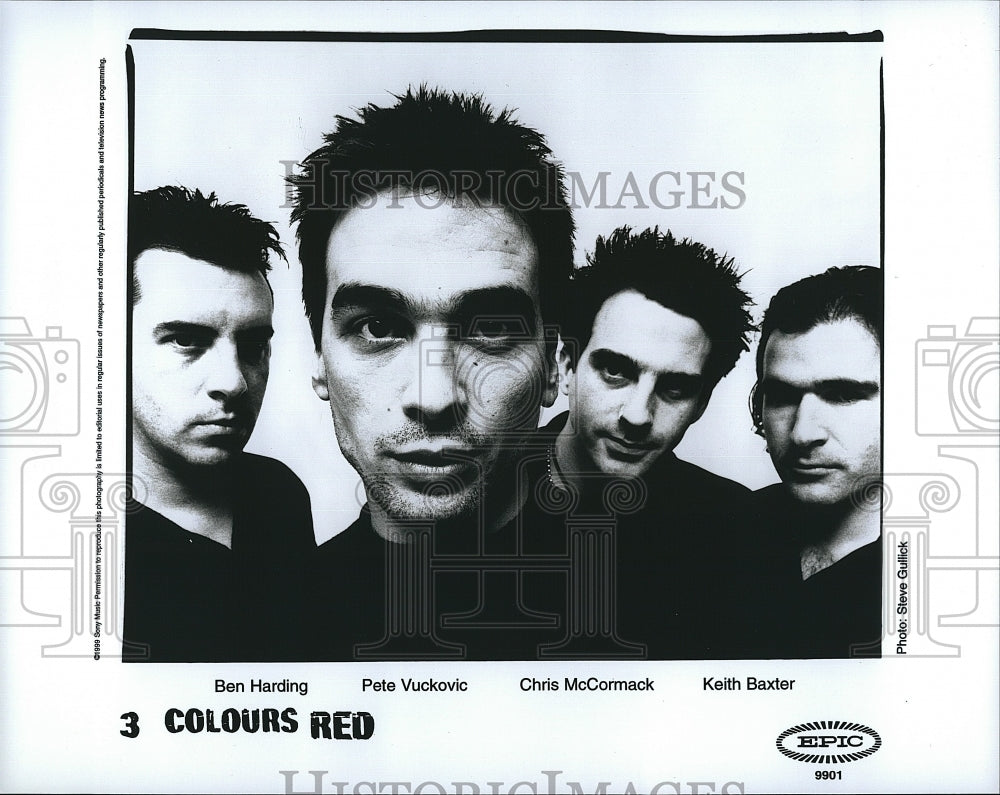 Press Photo Band &quot;3 Colours Red&quot; B Harding,P Vuckovic,C McCormack,K Baxter - Historic Images