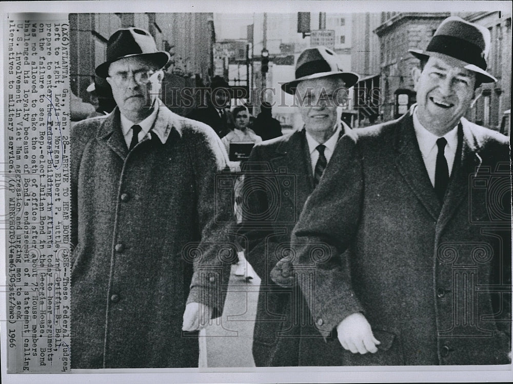 1966 Press Photo Judges Morgan Tuttle &amp; Bell To Hear Bond Arguments - Historic Images