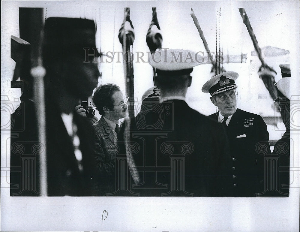 1971 Press Photo British Admiral Sir Horace Rochfort Law on &quot;Old Ironsides&quot; - Historic Images