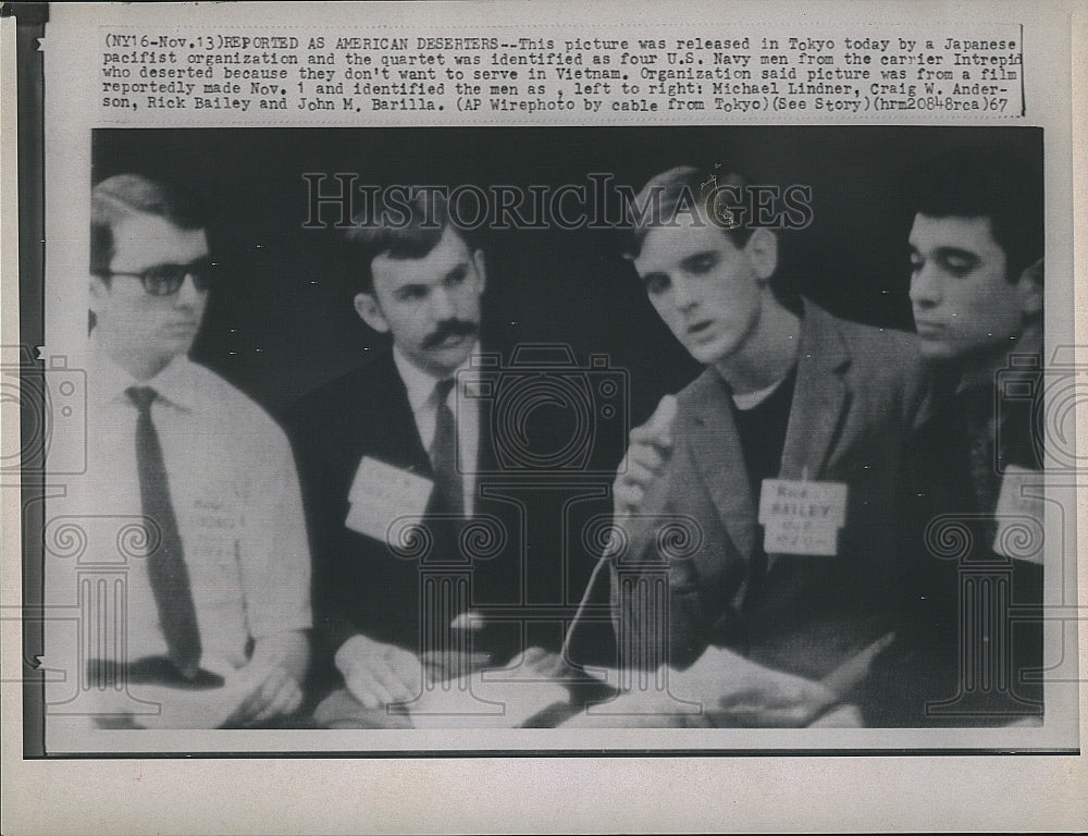 1967 Press Photo M Linder,C Anderson, R Bailey,J Barilla, deserters of Vietnam - Historic Images